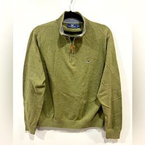 Vineyard Vine Men M 1/4 Zip Cotton Sweater Pullover Mock Neck